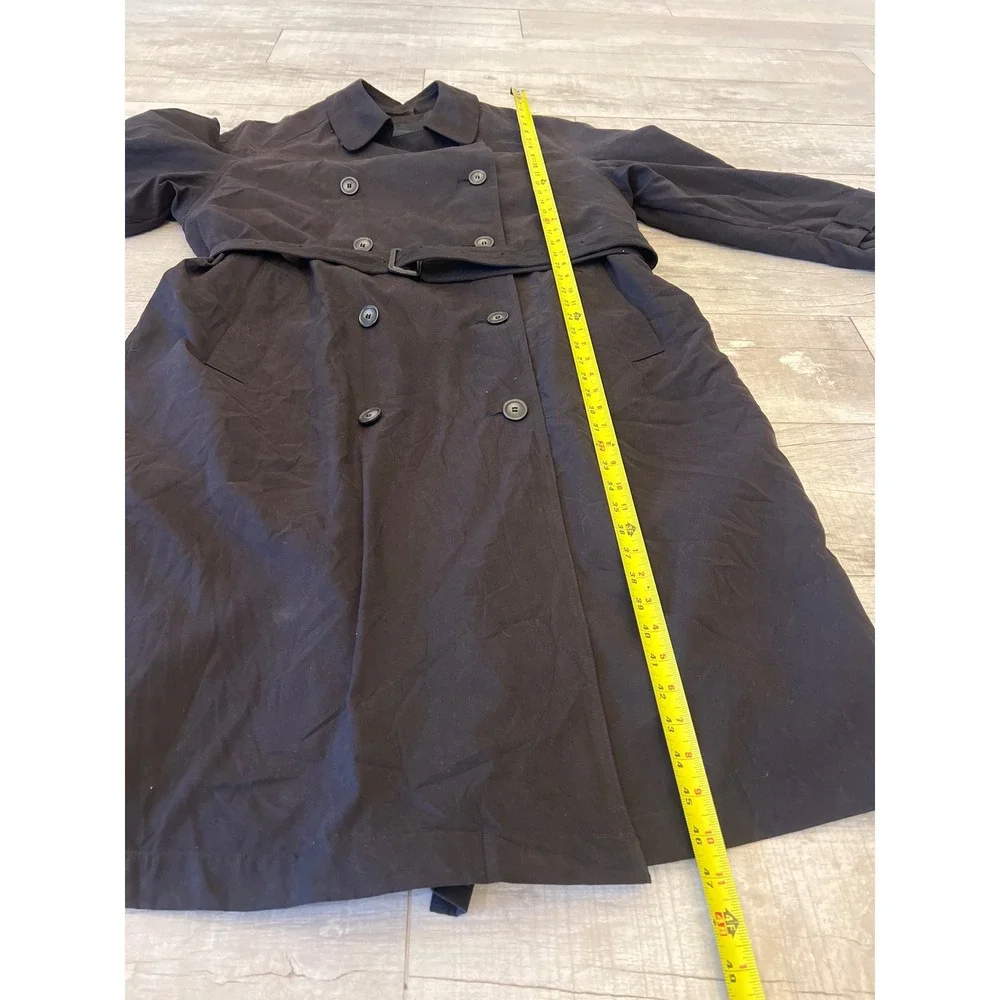 Ralph Ralph Lauren Mens Black Double Breasted Belted Trench Coat 42L Long Jacket